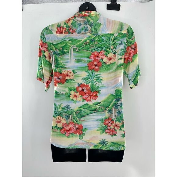 Tomboy Vintage 90’s Women’s Green Tropical Print Button-Down Shirt Size M - Picture 3 of 7